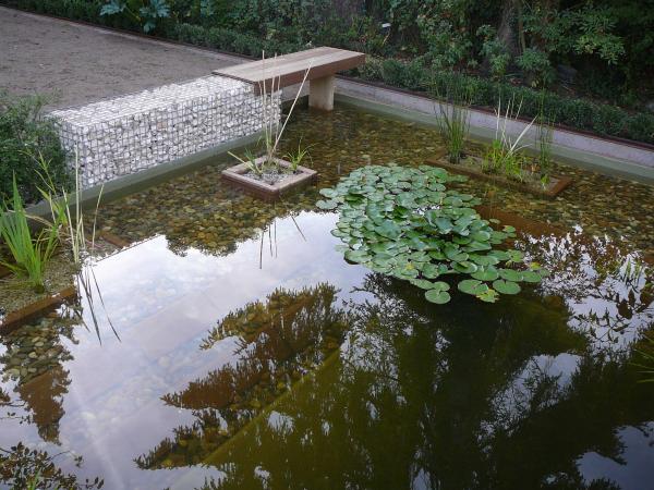 Gabione Gartenteich Sitzbank